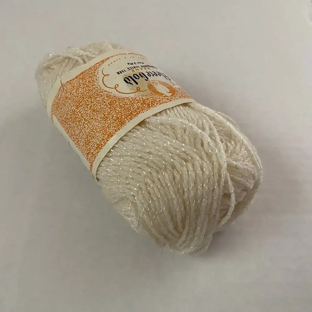 Fleece Gold Pompadour Babies Yarn Skein Cream White Virgin Wool Rayon Vintage